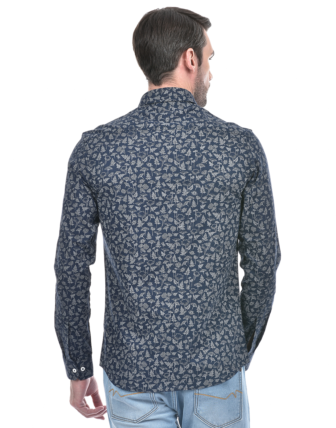 Numero Uno Men Abstract Navy Shirt
